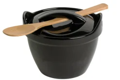 Kom met deksel en lepel zwart 45 cl
