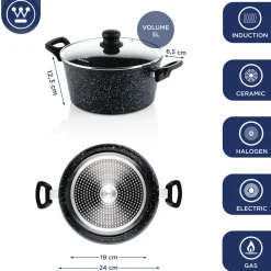 Kookpan 24 cm Black Marble Westinghouse