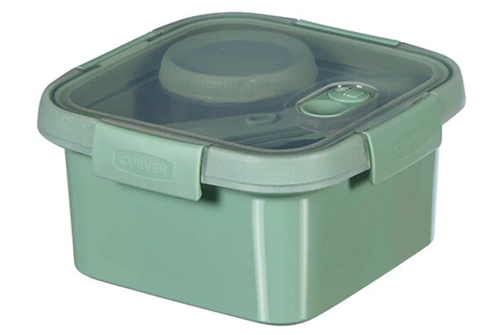 Lunchbox met bestek en sausbakje Smart to go eco groen 1,1 L Curver