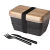 Lunchbox met bestek zwart