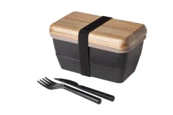 Lunchbox met bestek zwart