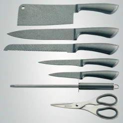 Messenset 8 delig op roterende standaard zilver