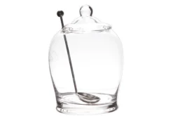 Olijfpot glas 14 cm met lepel