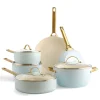 Pannenset 10 delig Greenpan Padova Blush Light Blue Gold