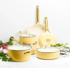 Pannenset 10 delig Greenpan Padova Blush Yellow Gold