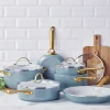 Pannenset 10 delig Greenpan Padova Smokey Blue Gold