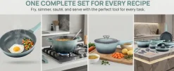 Pannenset keramische coating 17-delig Creuset Olive Green