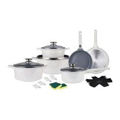 Pannenset keramische coating 19 delig Creme