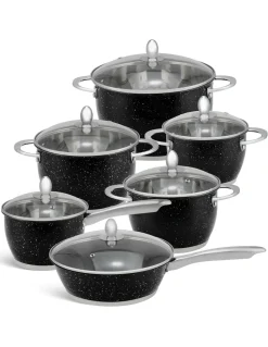 Pannenset Luxe 12-Delig RVS Sandwichbodem Black Line Edënbërg