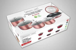 Pannenset marmeren coating 10-delig bordeaux