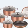 Pannenset marmeren coating 10-delig koper