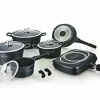 Pannenset marmeren coating 15-delig zwart