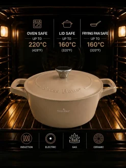 Pannenset marmeren coating 17-delig creme Creuset Swiss-Haus