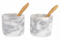 Peper en zout set marmer met lepeltjes