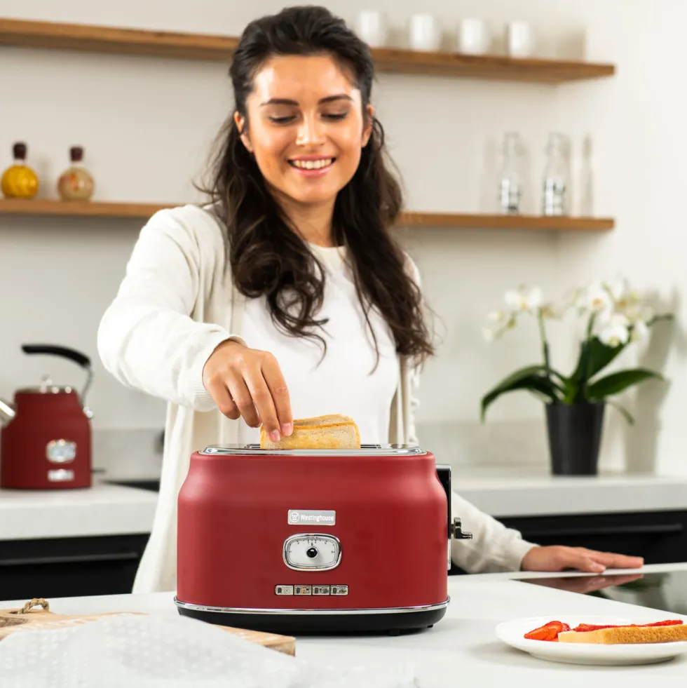 Retro Broodrooster 2 Slice Toaster Rood Westinghouse