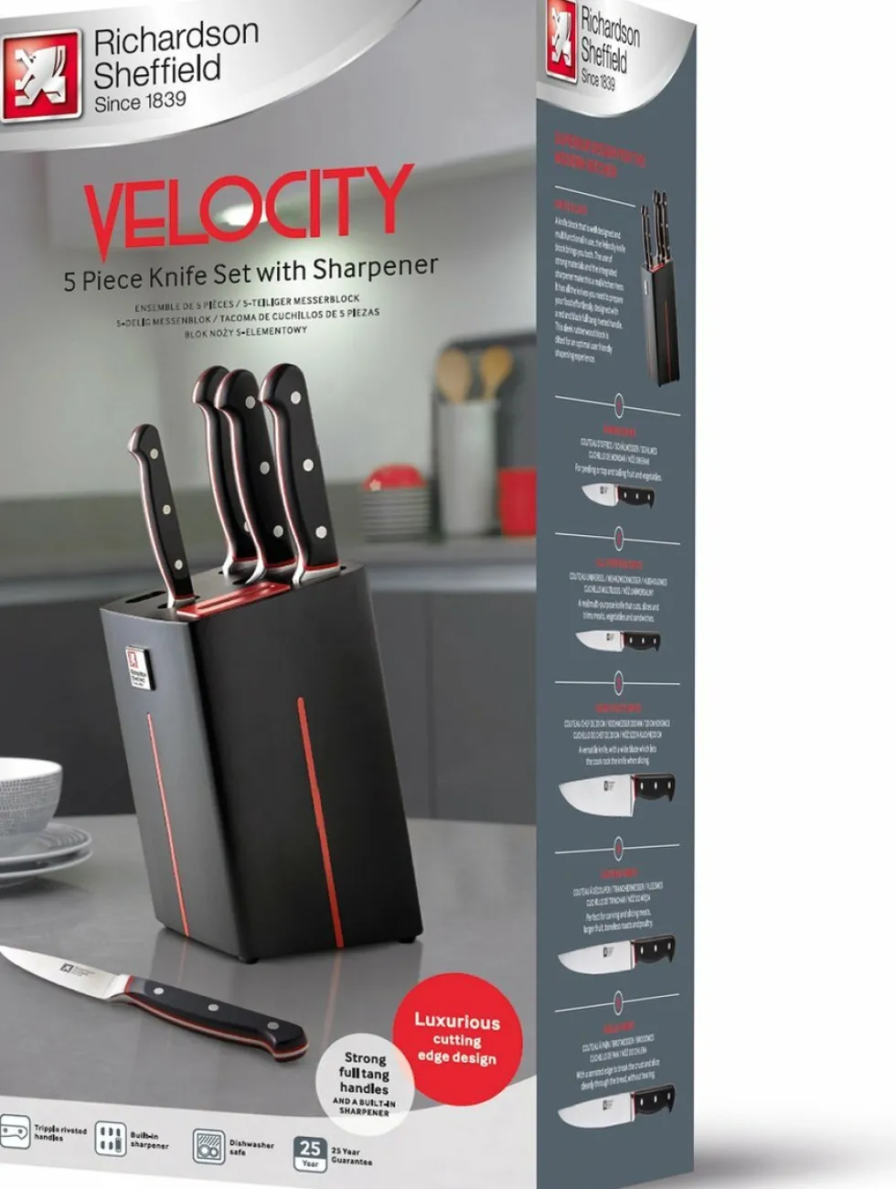Richardson Sheffield Velocity 5-delig messenblok zwart