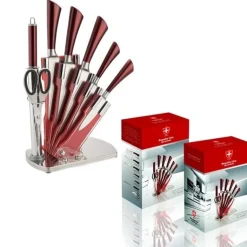 RVS messenset 8-delig met standaard rood