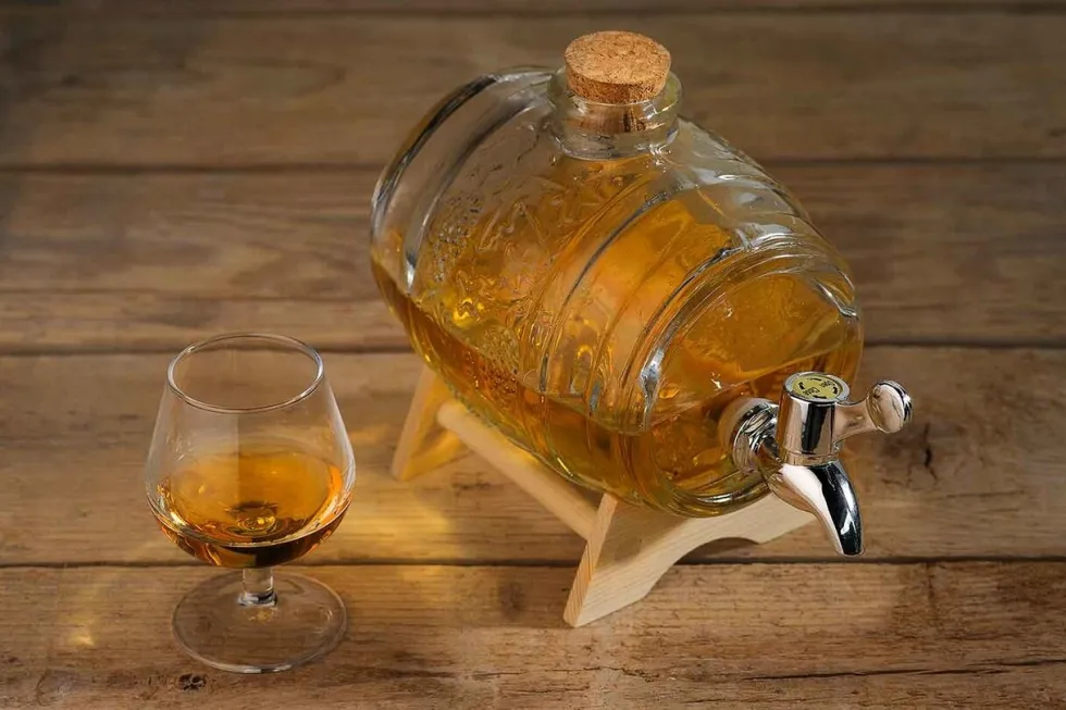 Sapdispenser 1L houten standaard