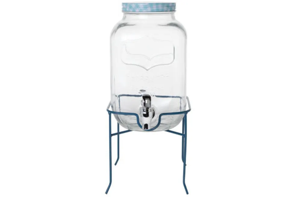 Sap dispenser op voet met kraantje 4,5 liter blauw