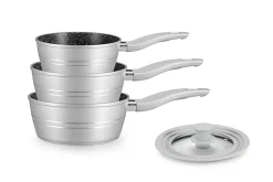 Sauspannen set 16-18-20cm marmeren coating Royalty Line zilver