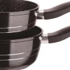 Sauspannen set 18 en 20 cm marmeren coating Royalty Line zilver