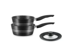 Sauspannen set 18 en 20 cm marmeren coating Royalty Line zwart