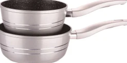 Sauspannen set 18 en 20 cm marmeren coating Royalty Line zwart