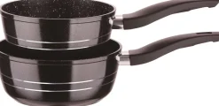 Sauspannen set 18 en 20 cm marmeren coating Royalty Line zwart