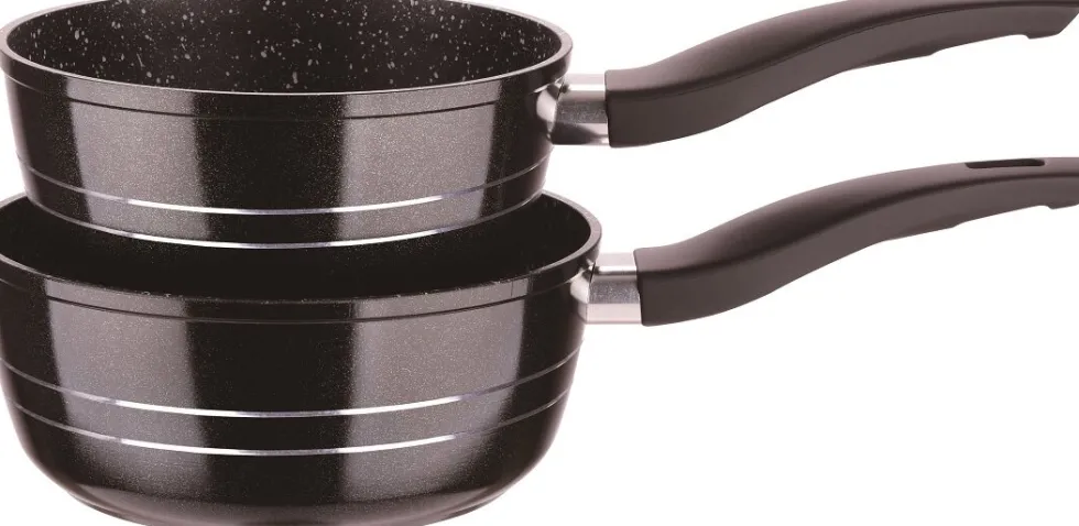 Sauspannen set 18 en 20 cm marmeren coating Royalty Line zwart