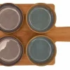Serveerplank bamboe met 4 schaaltjes
