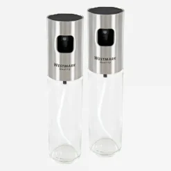 Set van 2 olie- of azijnsprays glas RVS 100 ml
