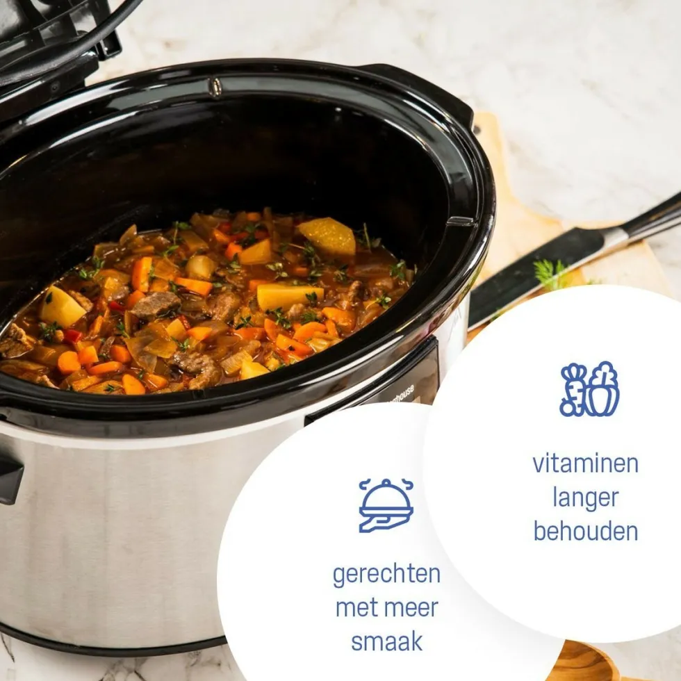 Slowcooker 3,5 liter RVS keramische binnenpan Royalty Line