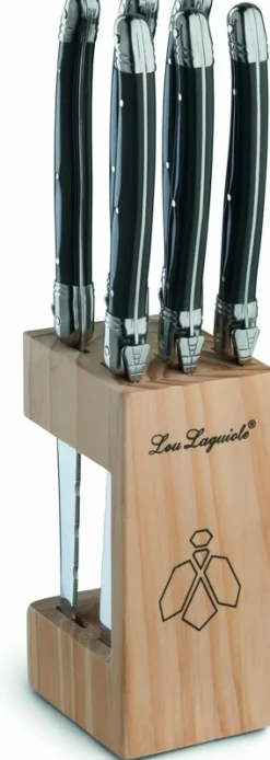 Steakmessen set in blok Lou Laguiole antraciet