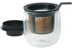 Theeglas met filter zwart 130 ml Finum