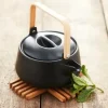 Theepot Bamboe/Porselein 1L Mat Zwart