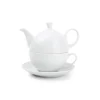 Theepot met kopje 45 cl wit porselein