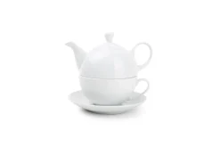 Theepot met kopje 45 cl wit porselein