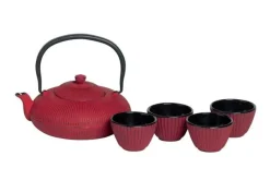 Theepot met kopjes gietijzer rood 1,2 L Pumpkin