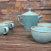 Theeset met 4 kopjes Sea Spray Porcelite