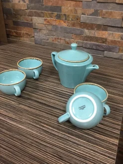 Theeset met 4 kopjes Sea Spray Porcelite