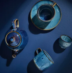 Theeset pot 80 cl met 4 kopjes Nova Blue