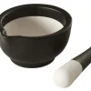 Vijzel en stamper porselein zwart 12xH6cm