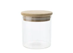 Voorrraadpot glas met deksel hout 33 cl