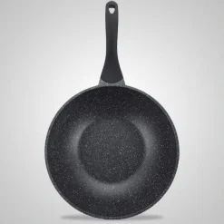 Wokpan marmeren coating 30 cm zwart